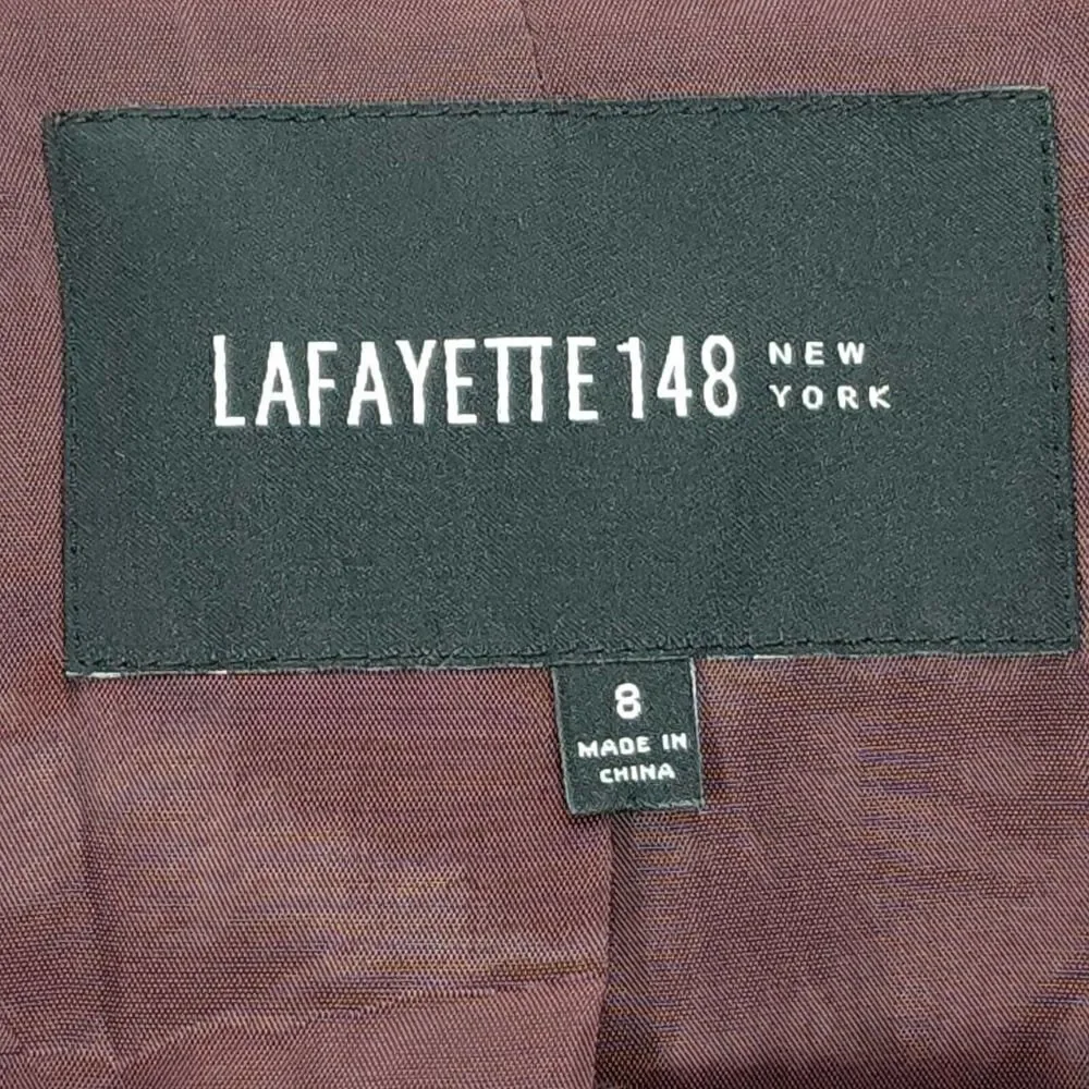 Lafayette 148 Women's Size 8 Raisin Multi Animal Leopard Button Blazer Jacket